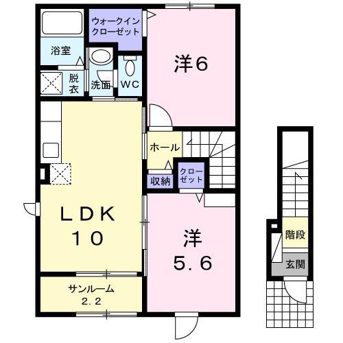 サンリットガーデンI(2LDK/2階)の間取り写真