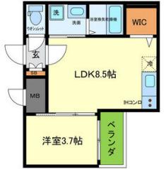 F ASECIA 城北公園通(1LDK/3階)の間取り写真