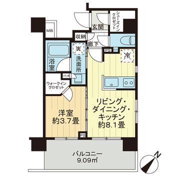 ルピアシェリール南浦和(1LDK/2階)の間取り写真