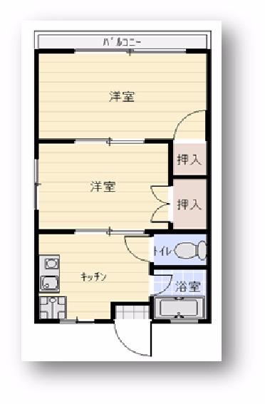 鍋掛ハイツ(2K/2階)の間取り写真