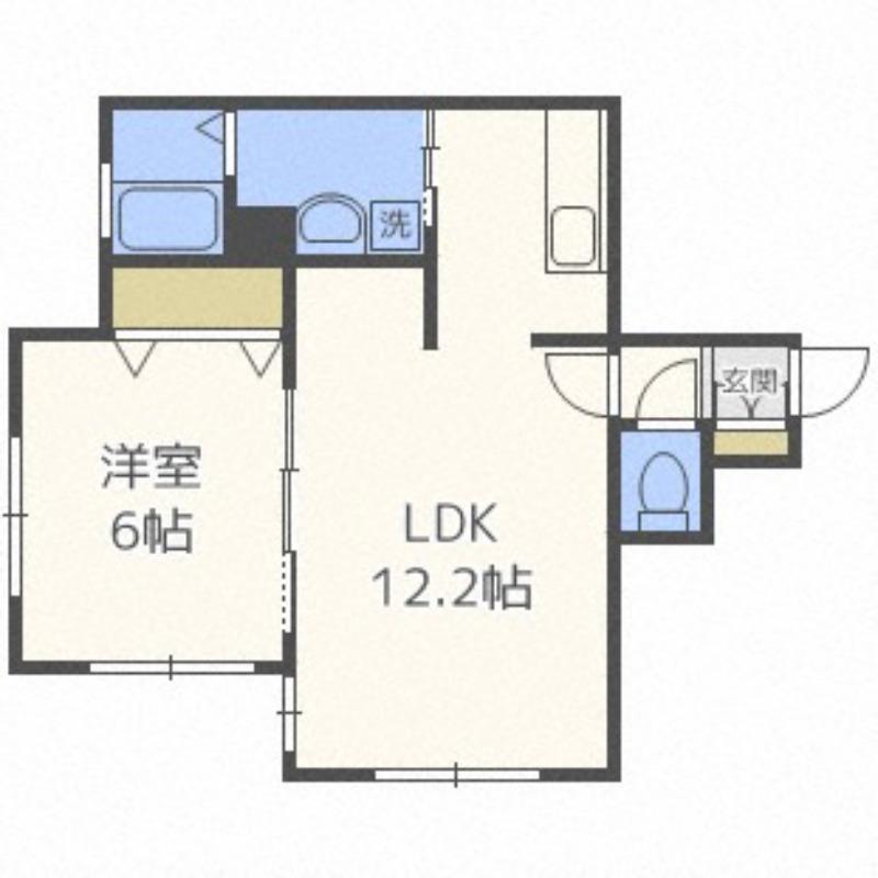 レユシール山鼻南(1LDK/4階)の間取り写真