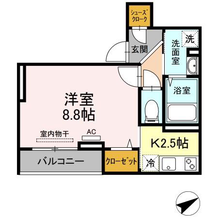 ERDE城北エルデジョウホク(1K/1階)の間取り写真