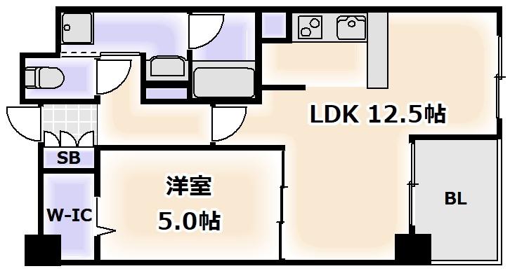セレッソコート上本町イースト(1LDK/2階)の間取り写真