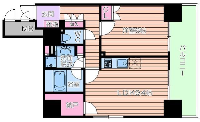 エル・セレーノ上本町レジデンス(1LDK/5階)の間取り写真