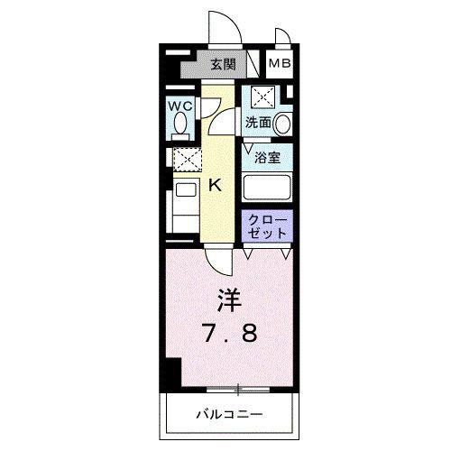 サンライズ 江平中町(1K/6階)の間取り写真