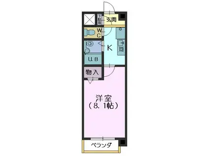 クレストコート(1K/2階)の間取り写真