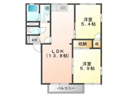 エスポアールMIDA A(2LDK/1階)の間取り写真