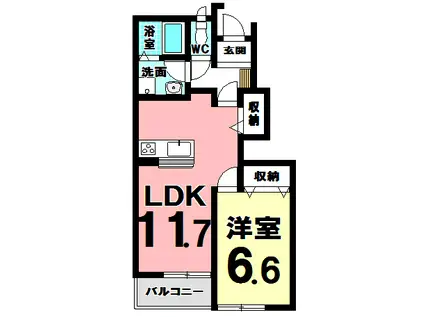 ピクシーハイツ(1LDK/1階)の間取り写真