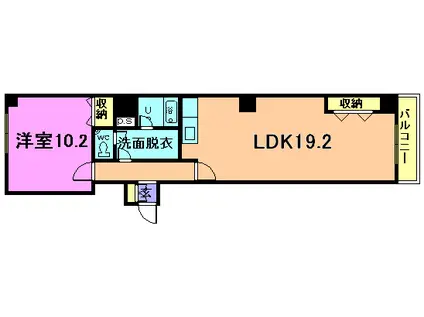 ブランカ万代(1LDK/4階)の間取り写真