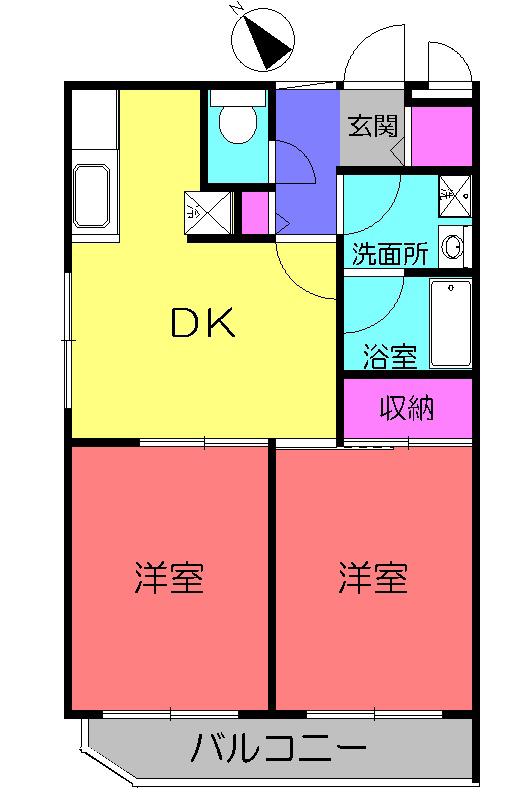カテリーナ青葉台(2DK/2階)の間取り写真