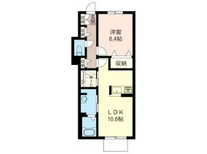 ヴィラソラーレ湘南 P付オール電化シャーメゾン(1LDK/1階)の間取り写真