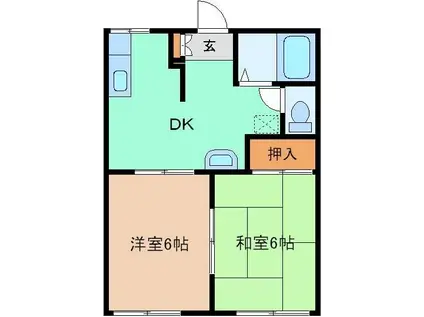 アレイ若宮 A(2DK/1階)の間取り写真