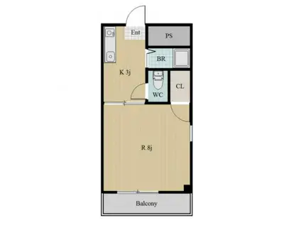 ピース・クラージュB(1K/3階)の間取り写真