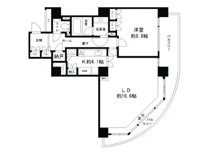 RIVER POINT TOWER(1SLDK/20階)の間取り写真