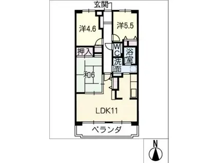 キャッスルハイツ有松 205号(3LDK/2階)の間取り写真