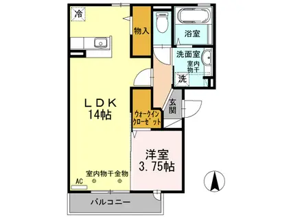 リベルテ333(1LDK/3階)の間取り写真