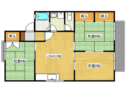 ガーデンハウス田方A(3DK/2階)の間取り写真