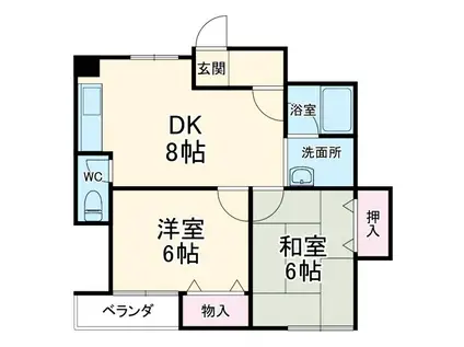 橋本ハイツ(2LDK/1階)の間取り写真