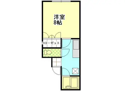 ドットミサワIII(1K/2階)の間取り写真