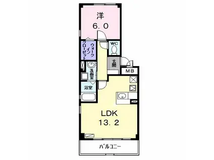 プリムベール野田(1LDK/2階)の間取り写真