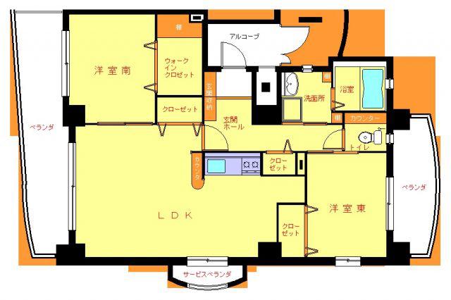 セントラルハイツ石黒(2LDK/7階)の間取り写真