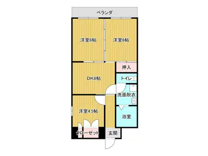 ロゼ赤坂(3DK/4階)の間取り写真