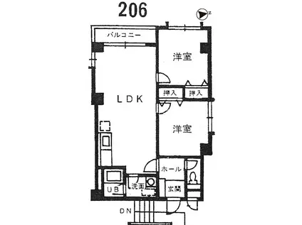 三井フラット(2LDK/2階)の間取り写真