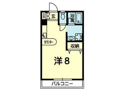スカイコート熊本(ワンルーム/2階)の間取り写真
