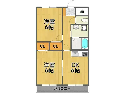 パティオいづみ(2DK/3階)の間取り写真