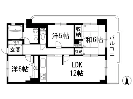宝塚コートハイツ(3LDK/2階)の間取り写真