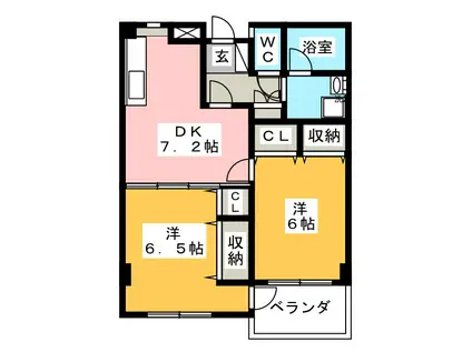 KONAPARKAVENUE珠松庵(2DK/3階)の間取り写真