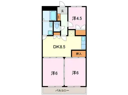 TKDマンション(3DK/2階)の間取り写真