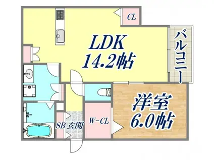 シエーナ芦屋(1LDK/2階)の間取り写真