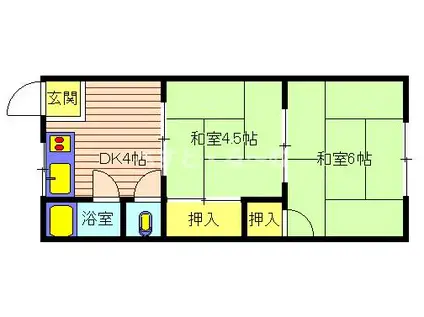 第2山楽荘(2K/2階)の間取り写真