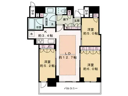 ブランズタワー梅田ノース(3LDK/31階)の間取り写真
