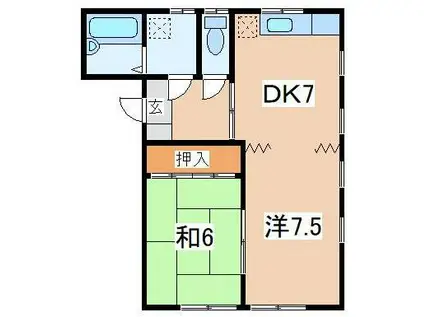 アヴィタシオン津志田B(2DK/1階)の間取り写真