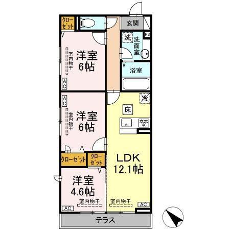 ベラカーサ(3LDK/3階)の間取り写真