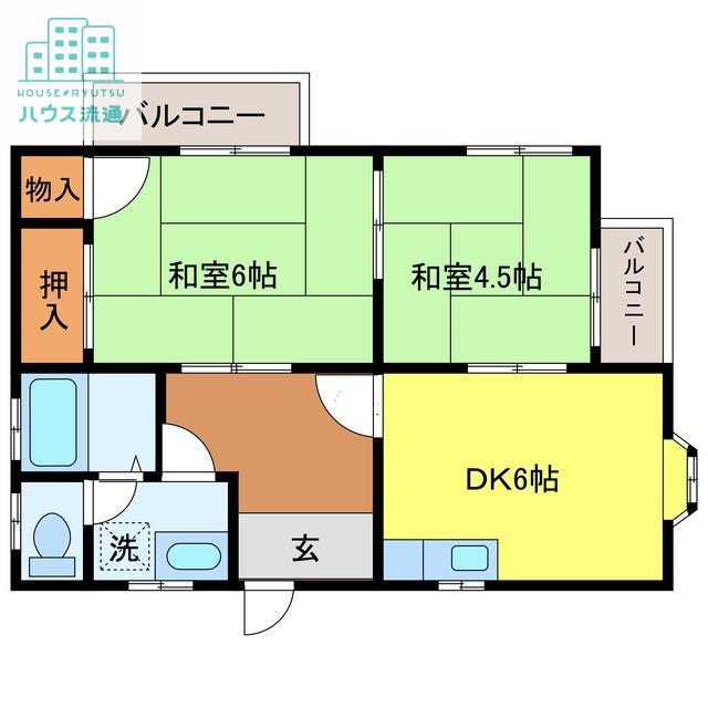 ハイツ朋(2DK/2階)の間取り写真
