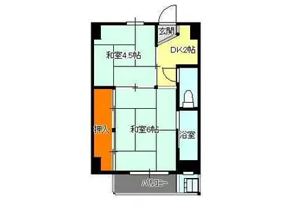 アドバンス神辺1号棟(2K/1階)の間取り写真