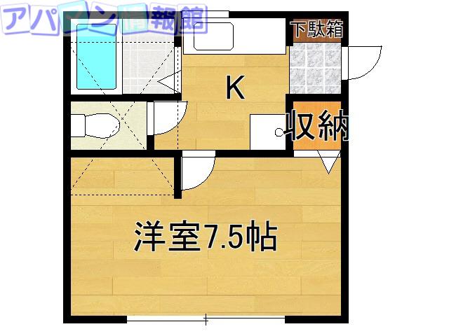 アルビヨン長潟(1K/1階)の間取り写真