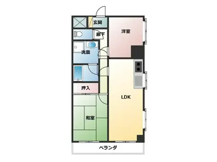 リエス愛甲石田(2LDK/2階)の間取り写真