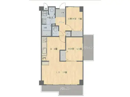 グリーンコーポ熊本AB・C(2LDK/13階)の間取り写真
