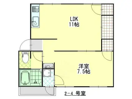 SISA野里II(1LDK/2階)の間取り写真