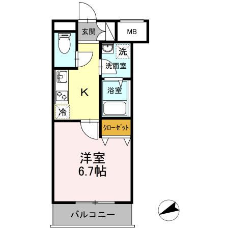 SUN RESIDENCE(1K/3階)の間取り写真