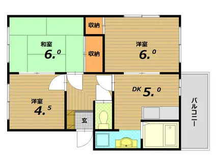 フレグランス妙法寺(3DK/2階)の間取り写真