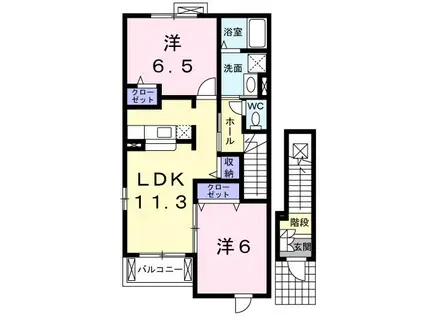グランド-ルET G(2LDK/2階)の間取り写真