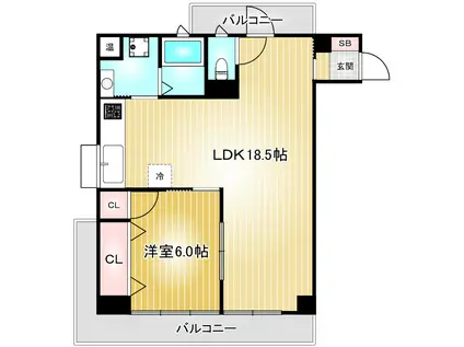 荘苑南久屋(1LDK/5階)の間取り写真