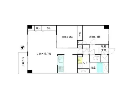 ライオンズマンション24軒第2(2LDK/5階)の間取り写真