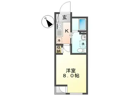 ラヴァリエ(1K/4階)の間取り写真