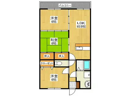 ロイヤルハイツII(3LDK/2階)の間取り写真
